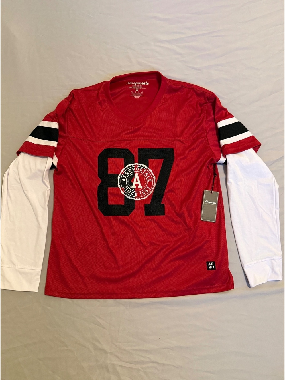 Aeropostale Men's Long Sleeve Layered Football Jersey Shirt Size M